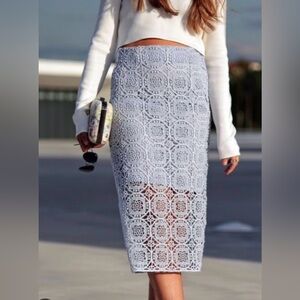 Zara NWT Crochet Midi Skirt. Size Small. Baby Blue Colour.